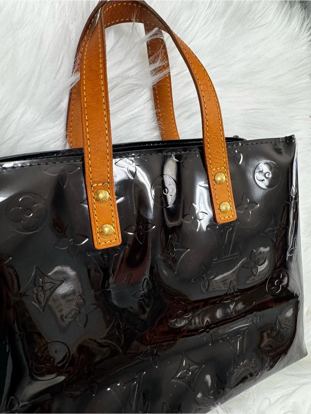 Louis Vuitton LV Hand Bag Black Vernis + Paper Shopping Tote